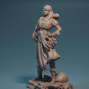 Female Rogue Swashbuckler Pirate PC / NPC Unpainted Miniature | 28mm,32mm,54mm,75mm,100mm, 140mm Scales | D&D 5e, Pathfinder TTRPG| Nerikson - Only-Games