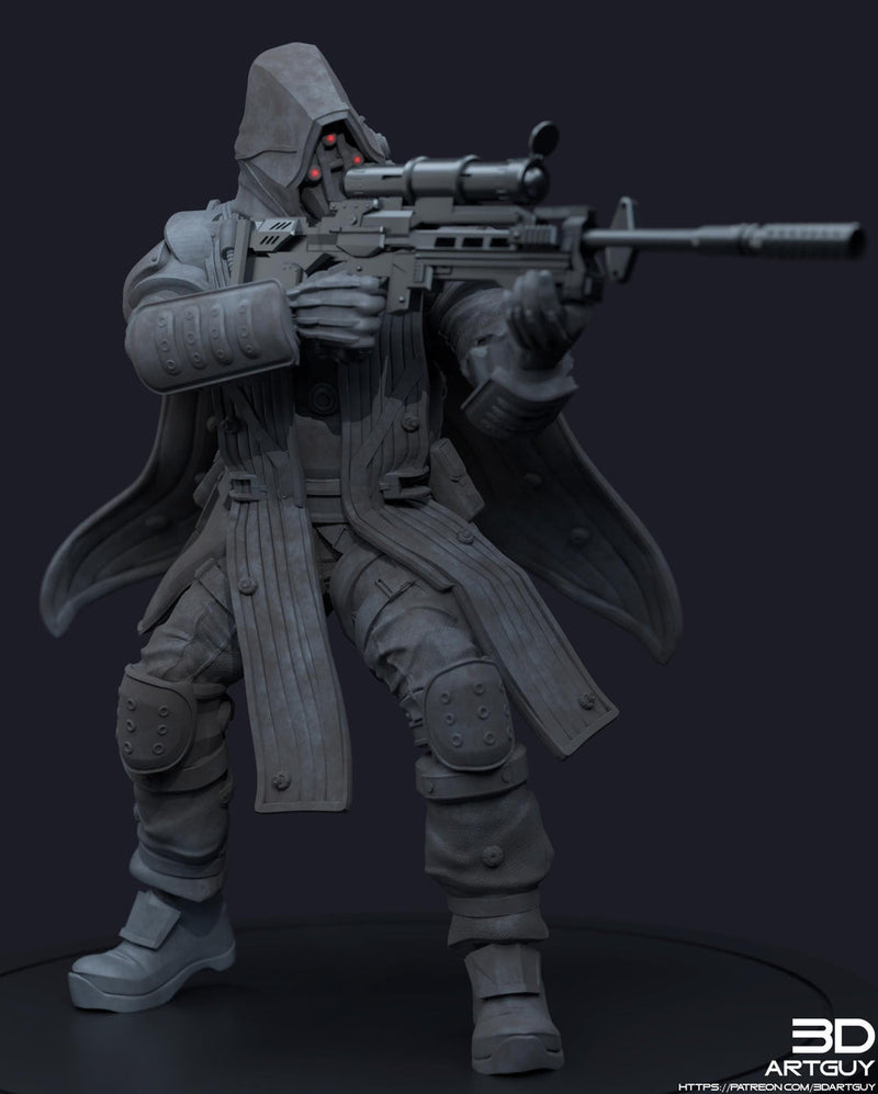 Space Trooper Sniper Sci-Fi UNPAINTED miniature | 28mm,32mm, 50mm, 75mm,100mm Scales | Sci-Fi Video Games miniatures | Fan Art | 3Dartguy| - Only-Games