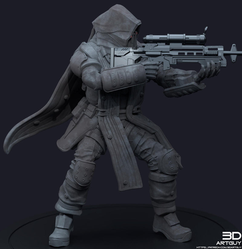 Space Trooper Sniper Sci-Fi UNPAINTED miniature | 28mm,32mm, 50mm, 75mm,100mm Scales | Sci-Fi Video Games miniatures | Fan Art | 3Dartguy| - Only-Games