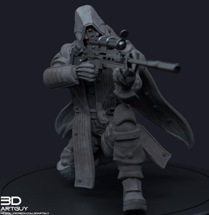 Space Trooper Sniper Sci-Fi UNPAINTED miniature | 28mm,32mm, 50mm, 75mm,100mm Scales | Sci-Fi Video Games miniatures | Fan Art | 3Dartguy| - Only-Games