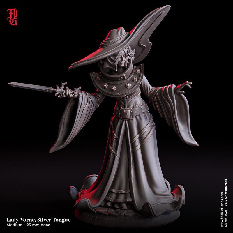 Female Wizard, Warlock, Sorcerer PC NPC | 28mm, 32mm,54mm, 75mm, 100mm Scale Resin Miniature | Dungeons and Dragons | Flesh of Gods - Only-Games