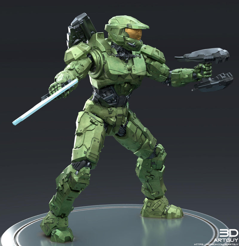 Space Spartan miniature Melee | 28mm, 32mm Scales also 50mm and 100mm | Sci-Fi Video Games miniatures | Fan Art | 3DArtGuy| - Only-Games