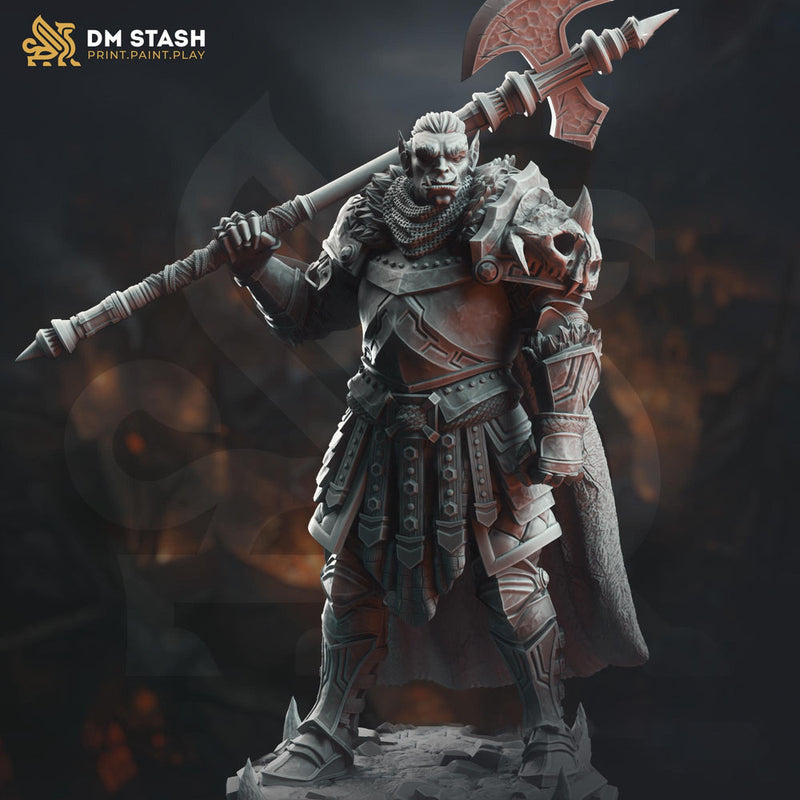 Half-Orc Paladin, Fighter Battlemaster | D&D 5e Unpainted Miniature | 28mm, 32mm, 54mm,75mm, 100mm Scales | Pathfinder Figure | Figurine - Only-Games