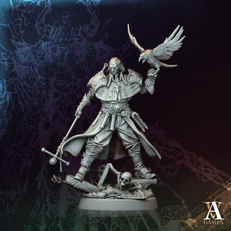 Male Warlock, Necromancer, Wizard PC NPC Miniature | 28mm,32mm, 54mm, 75mm, 100mm Scales | Dungeons and Dragons | Pathfinder | Battle Wizard - Only-Games