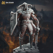 Human Paladin Fighter Sword & Shield | Miniature | 28mm, 32mm, 54mm,75mm, 100mm Scales | Pathfinder Figure | DnD | Figurine unpainted | - Only-Games