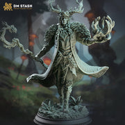 Druid Circle of the Land with Staff Unpainted Miniature | 28mm, 32mm,54mm,75mm, 100mm Scales | Dungeons and Dragons  5E | DM Stash - Only-Games