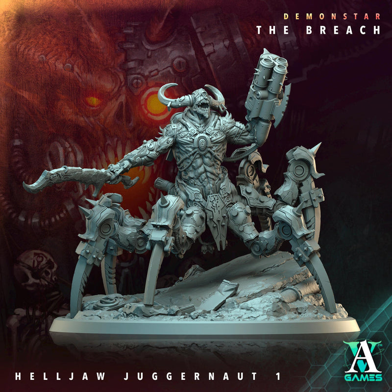 Demon engine, Juggernaut - Chaos Daemon | 130mm Base Sizes  | 28/32mm Scale | Sci-Fi Wargames TTPG Resin Miniature | Archvillain Games - Only-Games