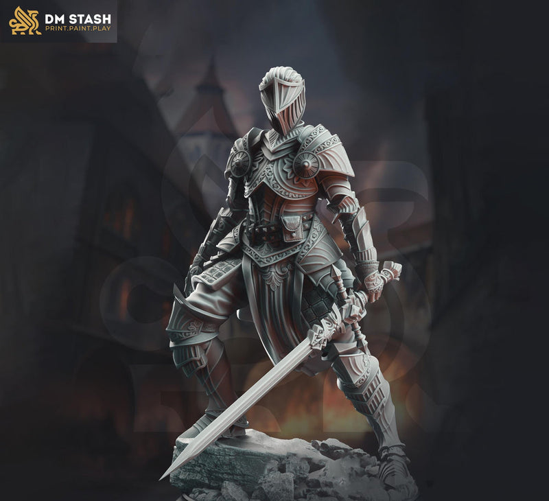 Female Paladin, Fighter Sword and Plate Armor D&D 5e Mini | 28mm, 32mm,54mm,75mm,100mm Scales | Dungeons and Dragons Pathfinder | DM Stash - Only-Games