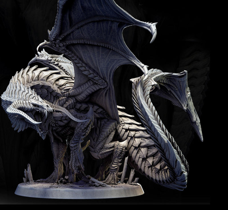 Chromatic Black Dragon (4 sizes) D&D 5e Unpainted Miniature | 109mm Height, 269 Wide | Resin Figurine | Dungeons and Dragons 5e Pathfinder - Only-Games