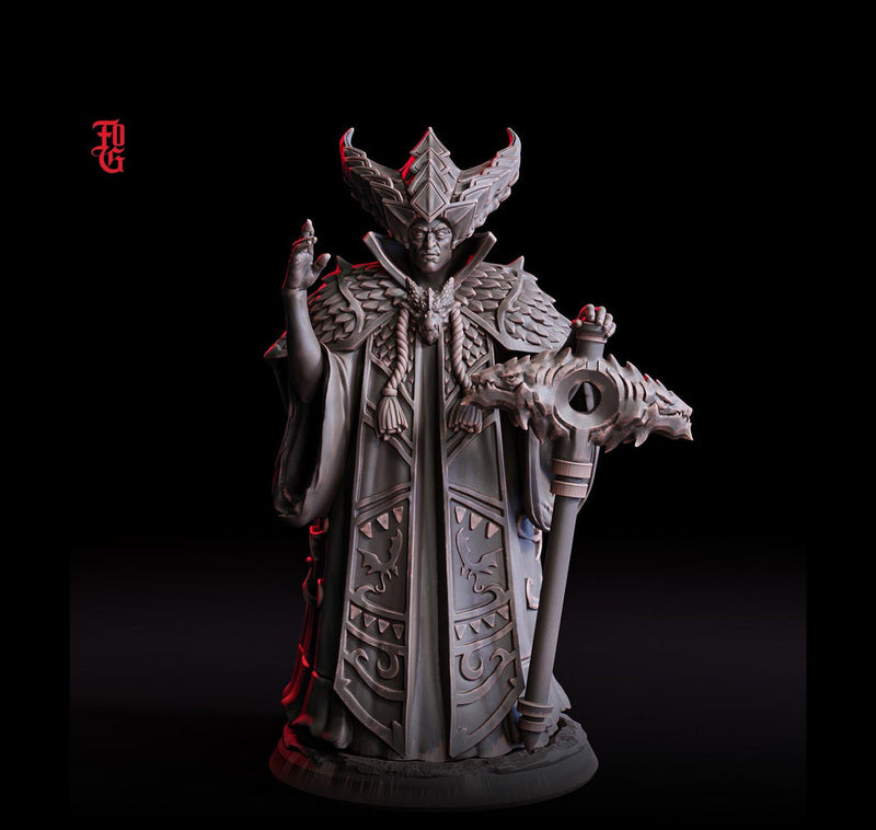 Cleric Cultist, Archmage Dark Wizard, Warlock | 28mm | 32mm |54mm |75mm |100mm Scale- Player Character Mini - D&D 5e Pathfinder Figurine FOG - Only-Games
