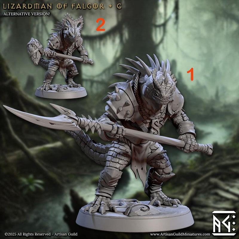 Lizardman Lizardfolk, Fighter, Ranger, Paladin PC NPC  | 28mm,32mm,54mm,75mm,100mm Scale Resin Miniature | Dungeons & Dragons |Artisan Guild - Only-Games