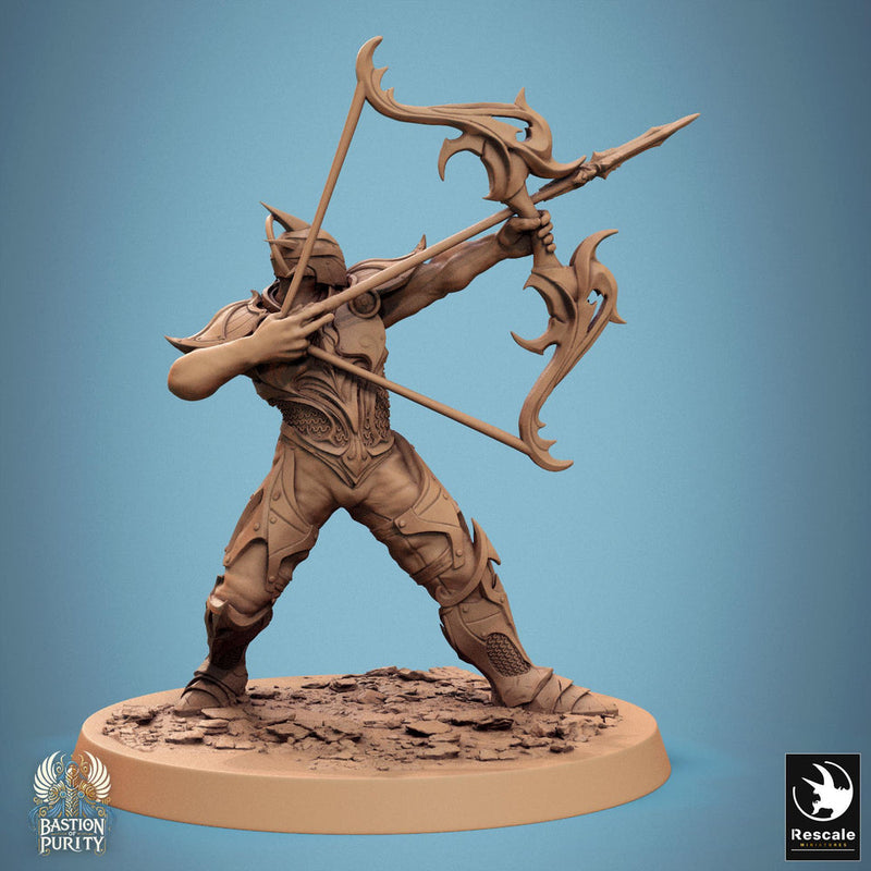 Human Paladin, Fighter Helm or No Helm, Bow PC / NPC, DnD 5e Unpainted Mini| 28mm, 32mm,54mm,75mm,100mm Scales |Dungeons & Dragons - Only-Games