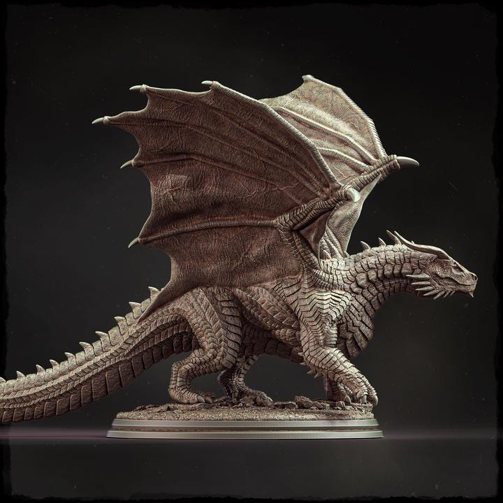 Chromatic Black Dragon (4 sizes) D&D  Miniature |  250mm Long,  200mm Wing Span | Resin Dragon Statue | Figurine | Dungeons and Dragons 5e - Only-Games