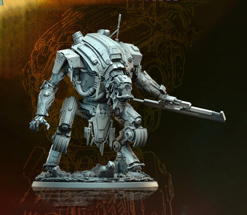 Sci-Fi Heavy Battle Suit, Mech Knight Miniature | 32mm, 40mm, 50mm, 65mm 80mm BASE SIZES | Resin Unpainted | - Only-Games