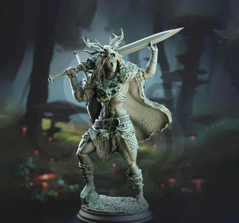 Female Ranger, Druid, Barbarian, Fighter Unpainted Mini | 28mm,32mm,54mm,75mm,100mm Scale | Resin Dungeons and Dragons D&D 5e  | Pathfinder - Only-Games