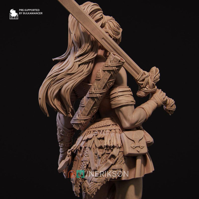 Human Female Fighter Battlemaster,Paladin, also Helmet PC / NPC Unpainted D&D 5e | 28mm,32mm,54mm,75mm,100mm,140mm | Pathfinder| - Only-Games