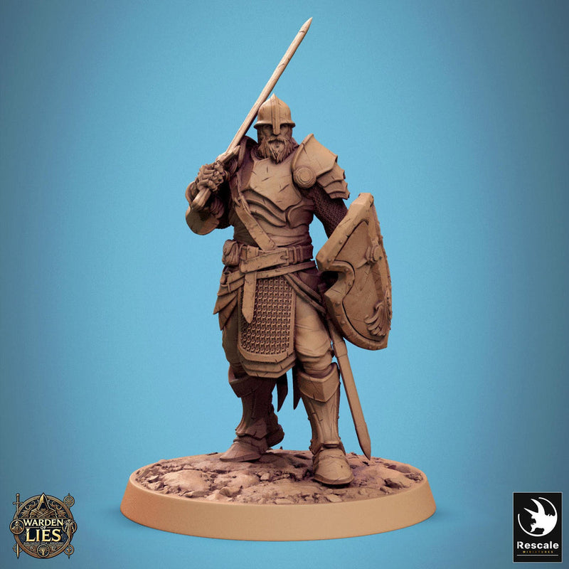 Paladin, Fighter,Soldier Sword n Shield, DnD 5e Unpainted Miniature| 5 Sizes /Scales - Only-Games