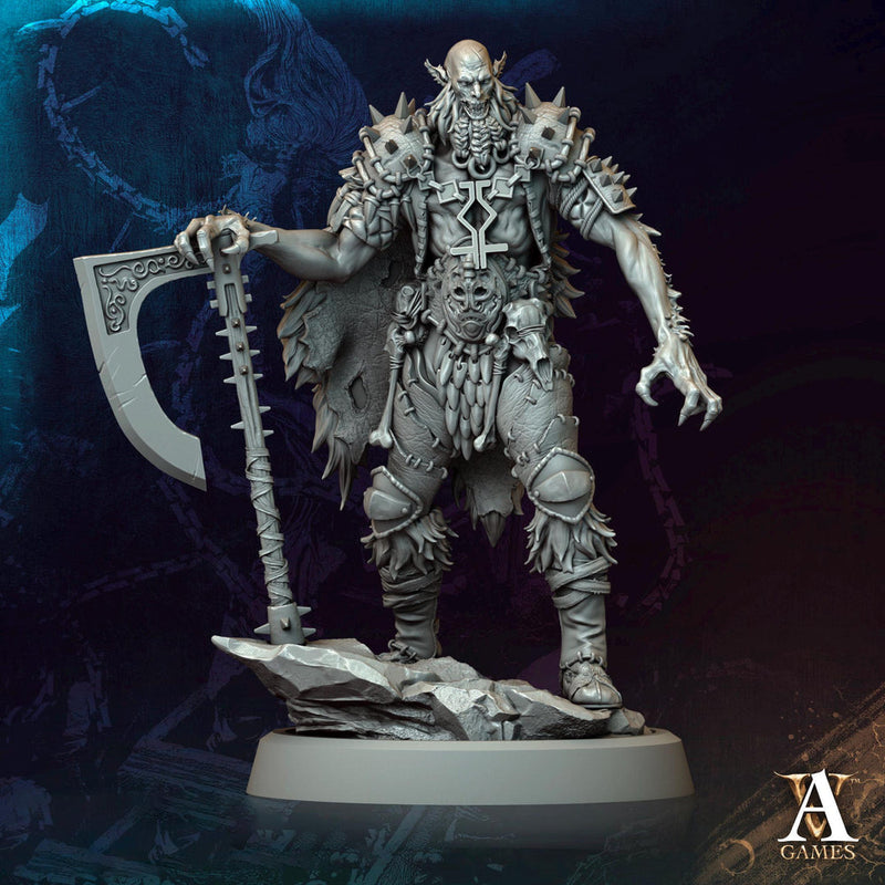 Orc Chief Fighter Barbarian w/ Great Axe, Half-Orc | Scales: 28mm,32mm ,54mm,75mm,100mm  Megaboss | Dungeons & Dragons 5e | Pathfinder - Only-Games