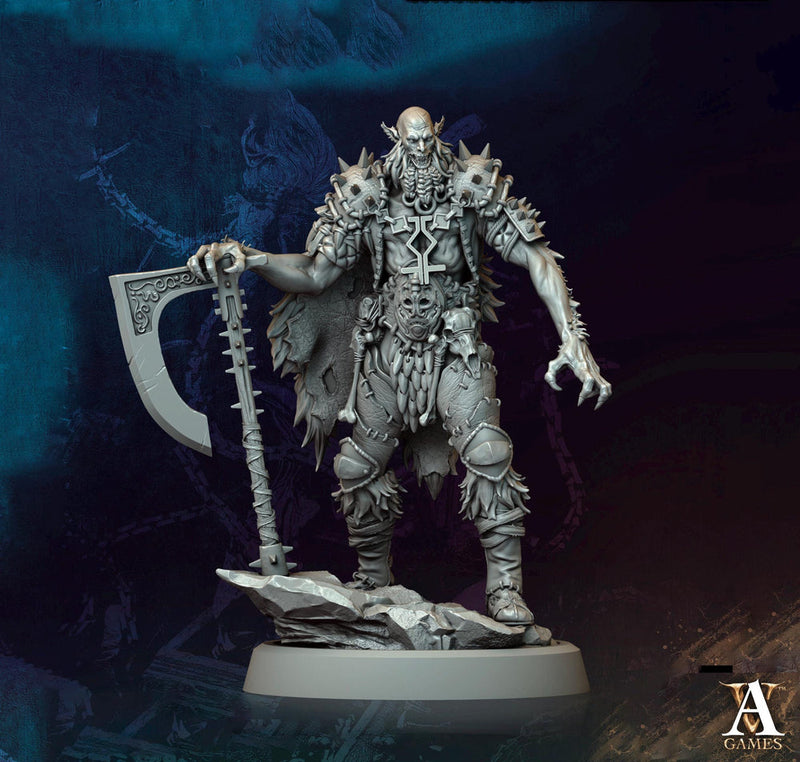 Orc Chief Fighter Barbarian w/ Great Axe, Half-Orc | Scales: 28mm,32mm ,54mm,75mm,100mm  Megaboss | Dungeons & Dragons 5e | Pathfinder - Only-Games