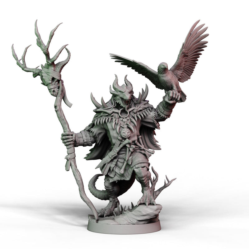 Dragonborn Druid, Wizard, PaintedorNot Original Design Unpainted Mini | 28mm,32mm, 54mm,75mm, 100mm Scales | Dungeons & Dragons | Pathfinder - Only-Games