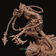 Human Female Fighter, Monk Spike Chain Weapon PC / NPC Unpainted D&D 5e | 28mm,32mm,54mm,75mm,100mm | Pathfinder| - Only-Games