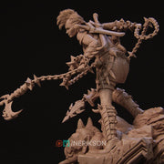 Human Female Fighter, Monk Spike Chain Weapon PC / NPC Unpainted D&D 5e | 28mm,32mm,54mm,75mm,100mm | Pathfinder| - Only-Games