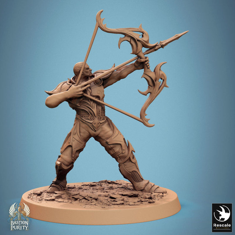 Human Paladin, Fighter Helm or No Helm, Bow PC / NPC, DnD 5e Unpainted Mini| 28mm, 32mm,54mm,75mm,100mm Scales |Dungeons & Dragons - Only-Games