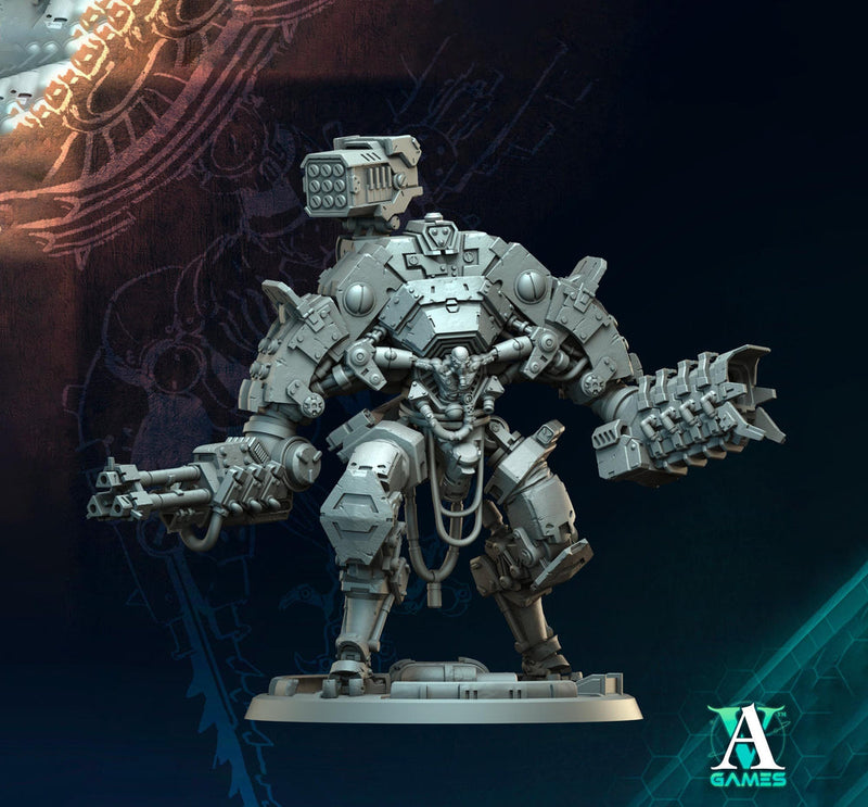 Sci-Fi  Chaos Demon Prince Mech Miniature | 32mm, 40mm, 50mm, 65mm 80mm BASE SIZES | Resin Unpainted | - Only-Games