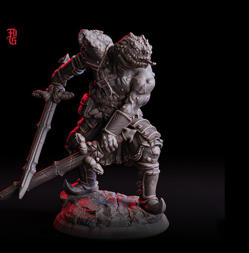 Yuan-ti Halfblood Fighter PC / NPC | 28mm, 32mm,54mm,75mm,100mm Scales | Monster BBEG Mini  D&D 5e Pathfinder Figurine - Only-Games