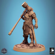 Paladin, Fighter,Soldier Big Hammer, DnD 5e Unpainted Miniature| 28mm, 32mm,54mm,75mm,100mm Scales | Dungeons & Dragons | Pathfinder - Only-Games