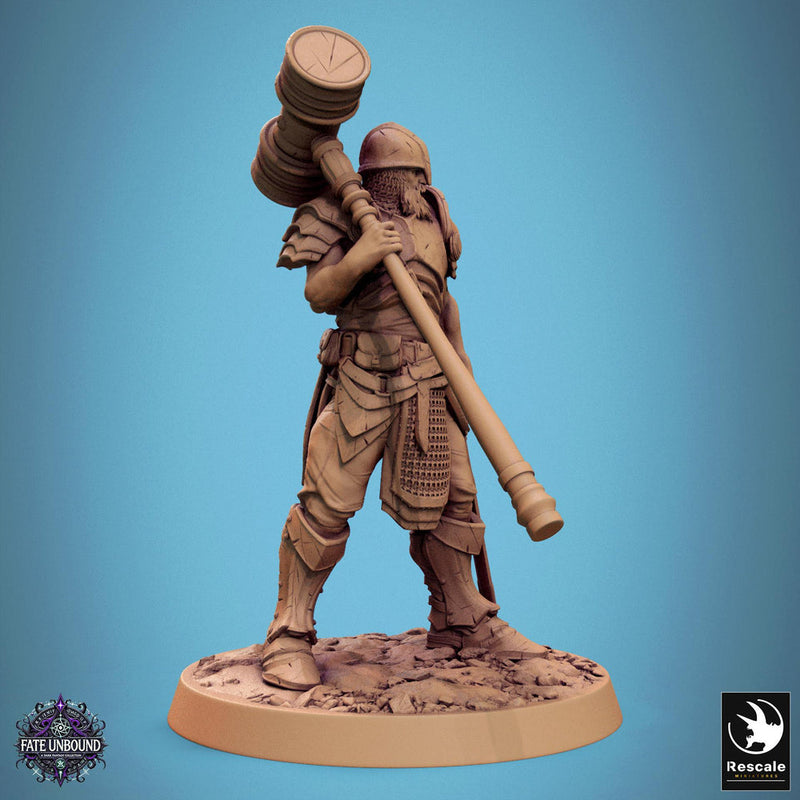 Paladin, Fighter,Soldier Big Hammer, DnD 5e Unpainted Miniature| 28mm, 32mm,54mm,75mm,100mm Scales | Dungeons & Dragons | Pathfinder - Only-Games