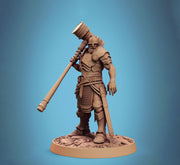 Paladin, Fighter,Soldier Big Hammer, DnD 5e Unpainted Miniature| 28mm, 32mm,54mm,75mm,100mm Scales | Dungeons & Dragons | Pathfinder - Only-Games