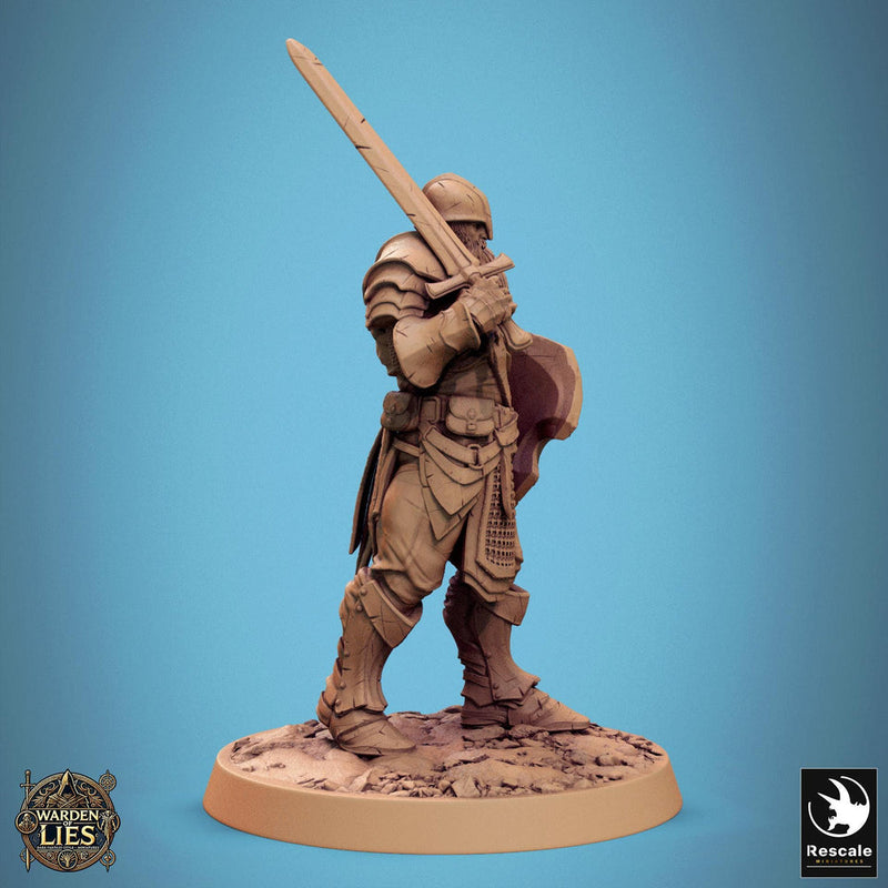 Paladin, Fighter,Soldier Sword n Shield, DnD 5e Unpainted Miniature| 5 Sizes /Scales - Only-Games