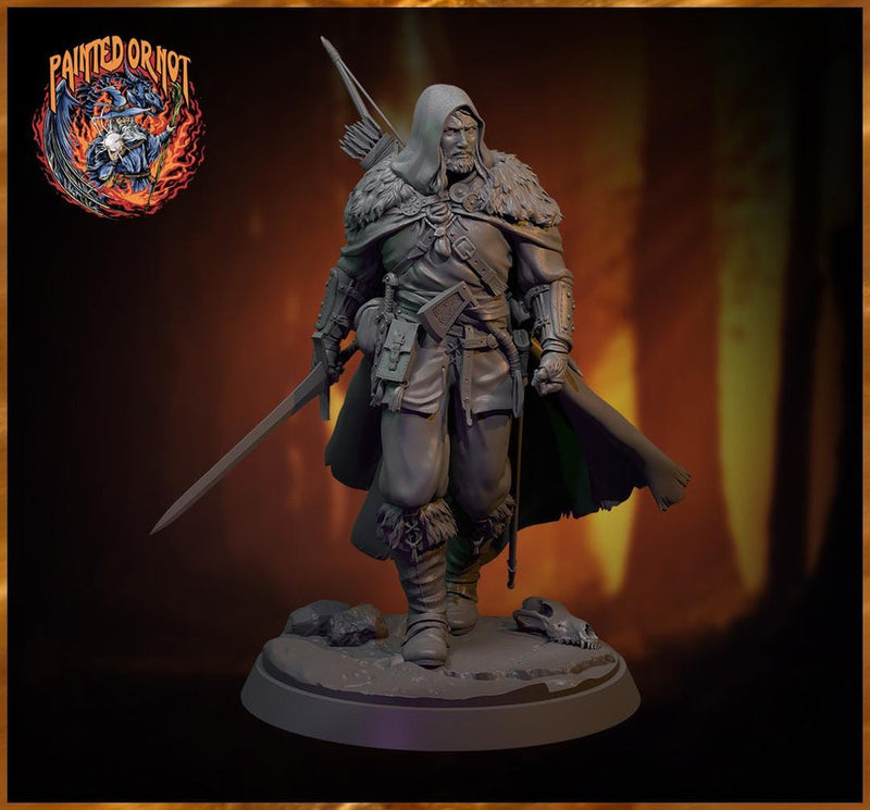 Human Ranger Fighter with Sword, Paintedornot Original Design Unpainted Mini | 5 Sizes /Scales - Only-Games