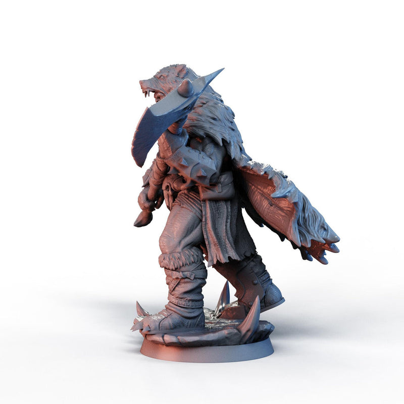 Half-Orc Barbarian, Fighter PC NPC, PaintedorNot Original Design Unpainted Mini | 5 Sizes /Scales - Only-Games