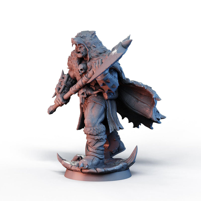 Half-Orc Barbarian, Fighter PC NPC, PaintedorNot Original Design Unpainted Mini | 5 Sizes /Scales - Only-Games