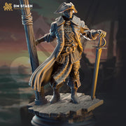 Warforged Fighter Swashbuckler Pirate | Miniature | 28mm, 32mm, 54mm,75mm, 100mm Scales | Pathfinder Figure | DnD | Figurine unpainted | - Only-Games