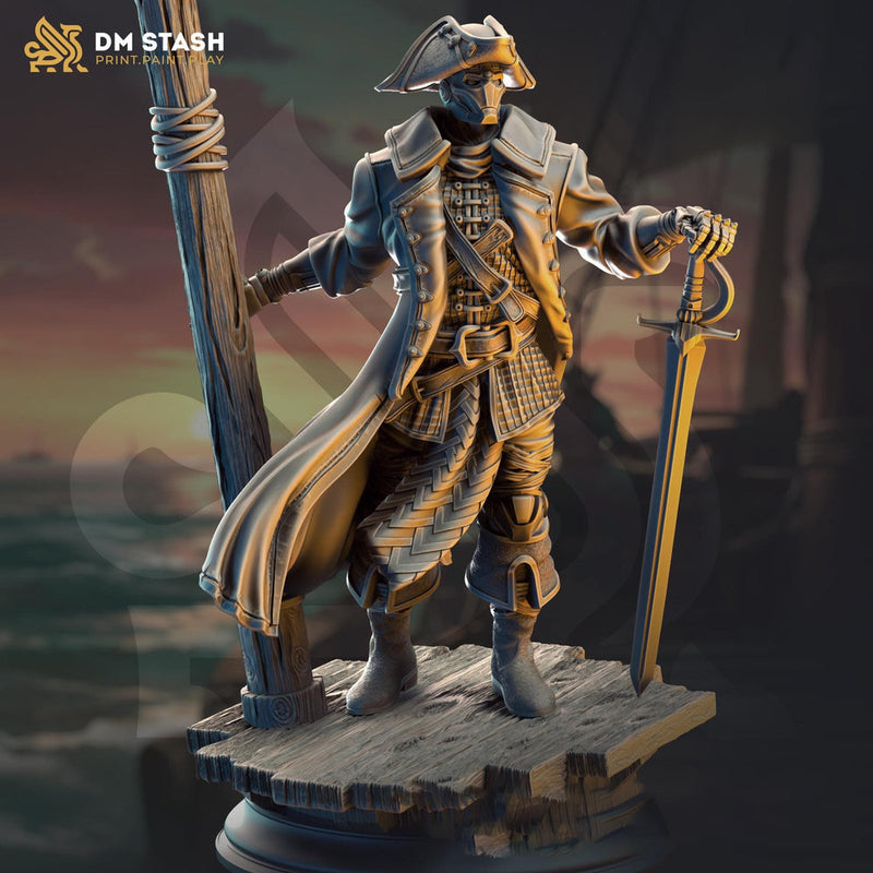 Warforged Fighter Swashbuckler Pirate | Miniature | 28mm, 32mm, 54mm,75mm, 100mm Scales | Pathfinder Figure | DnD | Figurine unpainted | - Only-Games