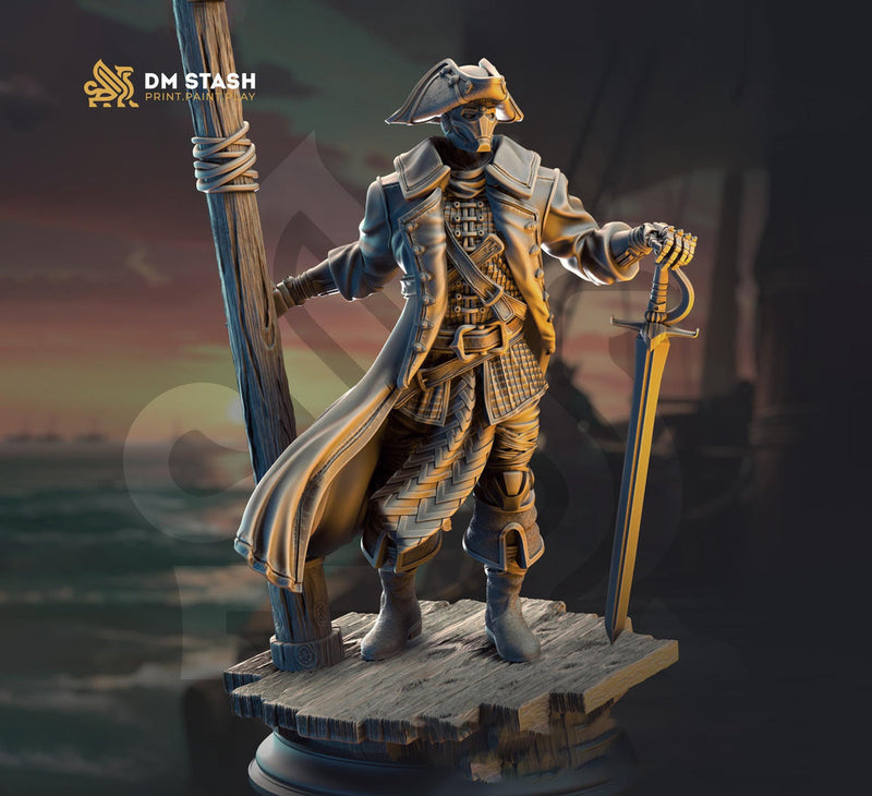 Warforged Fighter Swashbuckler Pirate | Miniature | 28mm, 32mm, 54mm,75mm, 100mm Scales | Pathfinder Figure | DnD | Figurine unpainted | - Only-Games