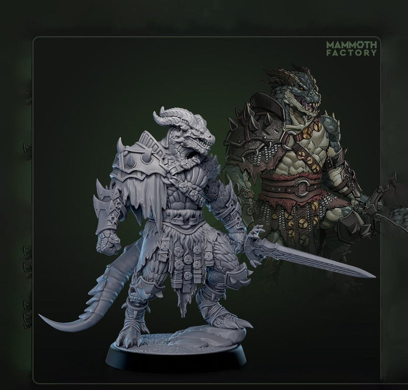 Dragonborn Ranger, Fighter, Paladin Sword  | 28mm, 32mm,54mm, 75mm, 100mm Scale Resin Miniature | Dungeons and Dragons D&D 5e  | Pathfinder - Only-Games