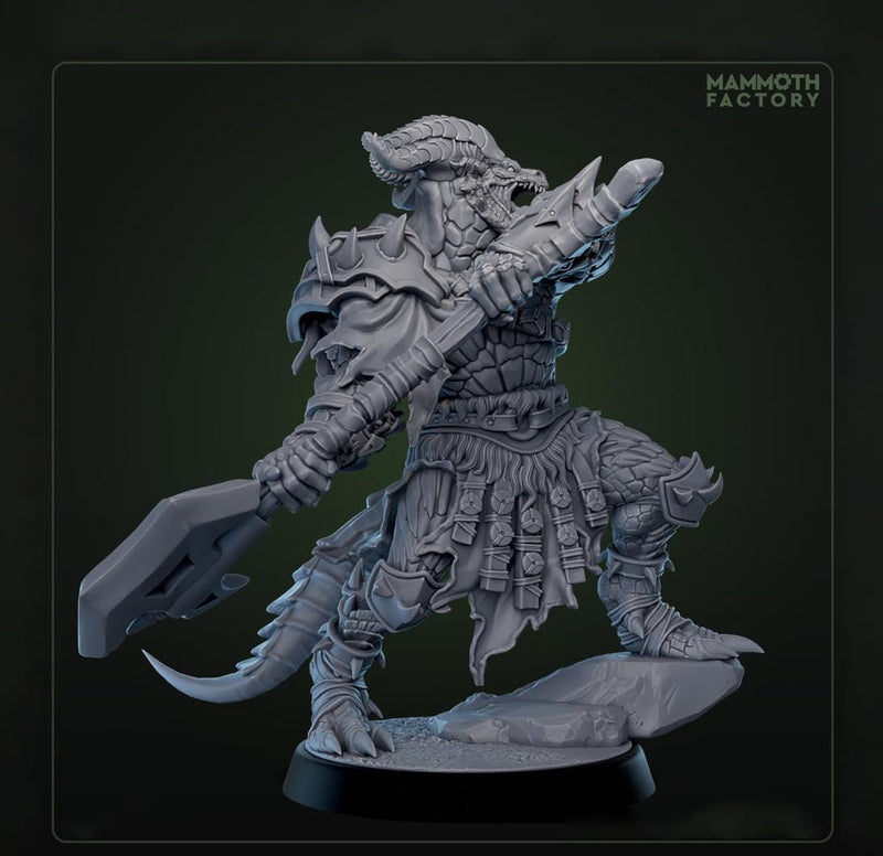 Dragonborn Barbarian, Ranger, Fighter Axe  | 28mm, 32mm,54mm, 75mm, 100mm Scale Resin Miniature | Dungeons and Dragons D&D 5e  | Pathfinder - Only-Games