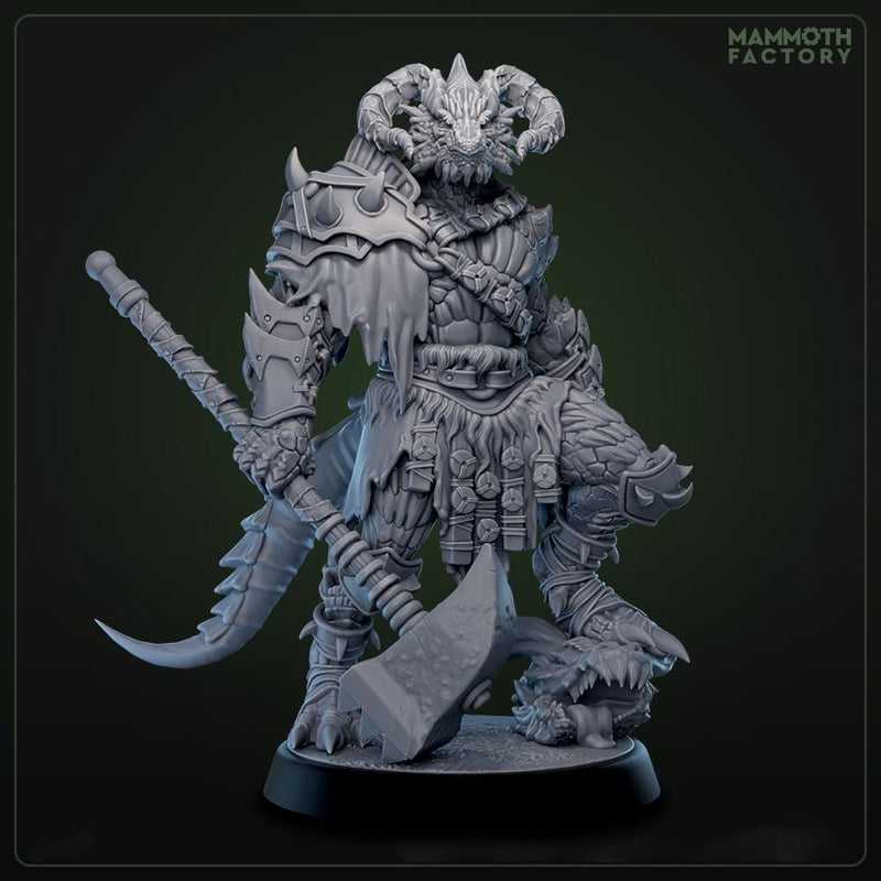 Dragonborn Barbarian, Ranger, Fighter Hammer | 28mm, 32mm,54mm, 75mm, 100mm Scale Resin Miniature | Dungeons and Dragons D&D 5e | Pathfinder - Only-Games