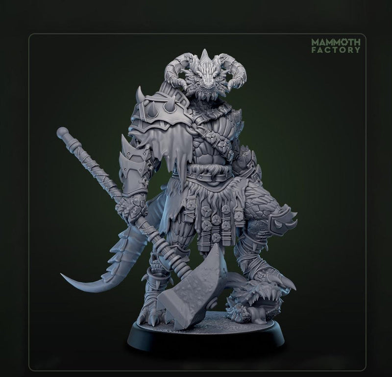 Dragonborn Barbarian, Ranger, Fighter Hammer | 28mm, 32mm,54mm, 75mm, 100mm Scale Resin Miniature | Dungeons and Dragons D&D 5e | Pathfinder - Only-Games