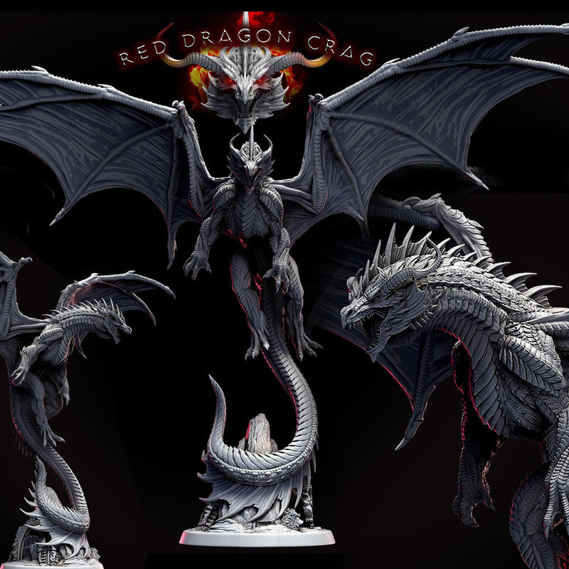 Legendary Chromatic RED Dragon (4 sizes) D&D Miniature | 310mm Wing Span,170mm Height | Resin Figurine |Dungeons and Dragons 5e Pathfinder - Only-Games