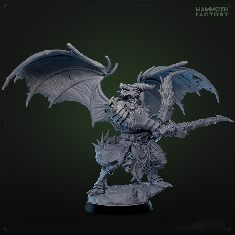 Dragonborn Paladin, Ranger, Fighter, Wings Sword  | 28mm,32mm,54mm, 75mm, 100mm Scale Resin Miniature | Dungeons & Dragons DnD 5e Pathfinder - Only-Games