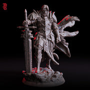 Human Paladin, Fighter Sword  | UNPAINTED Miniature | 28mm, 32mm, 54mm,75mm, 100mm Scales | Pathfinder Figure | DnD | Dungeons & Dragons | - Only-Games