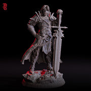 Human Paladin, Fighter Sword  | UNPAINTED Miniature | 28mm, 32mm, 54mm,75mm, 100mm Scales | Pathfinder Figure | DnD | Dungeons & Dragons | - Only-Games