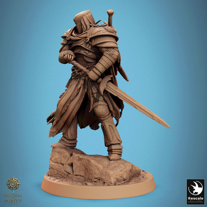 Paladin, Fighter,Battlemaster Sword, DnD 5e Unpainted Miniature| 28mm, 32mm,54mm,75mm,100mm Scales | Dungeons & Dragons | Pathfinder - Only-Games