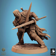 Paladin, Fighter, Two-Weapon Fighting Swords, DnD 5e Unpainted Miniature| 28mm, 32mm,54mm,75mm,100mm Scales| Dungeons & Dragons | Pathfinder - Only-Games