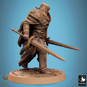 Paladin, Fighter, Two-Weapon Fighting Swords, DnD 5e Unpainted Miniature| 28mm, 32mm,54mm,75mm,100mm Scales| Dungeons & Dragons | Pathfinder - Only-Games
